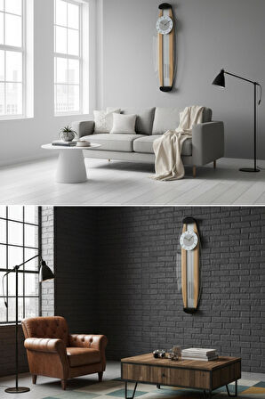 Regal Dikdörtgen Camlı Sarkaçlı Modern Tasarım Duvar Saati