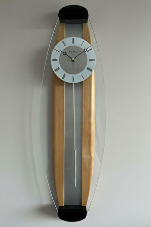 Regal Dikdörtgen Camlı Sarkaçlı Modern Tasarım Duvar Saati