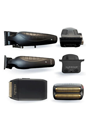 Supreme Trimmer Siyah Vader Clipper Trimmer Crunch 3’lü Tıraş Makinesi Seti – Profesyonel Saç Sakal Kesim Tıraş Makinesi