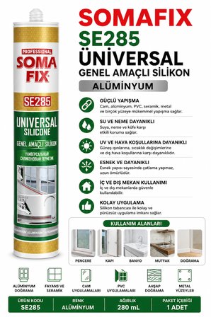 Somafix Üniversal Alüminyum Renk Silikon Genel Amaçlı 280 Gr Kod : SE285