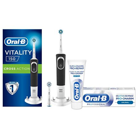 Oral-B Vitality 100 Cross Action Şarjlı Diş Fırçası + 1 Yedek Başlık + Oral-B Pro Onarım Diş Macunu 50 ml