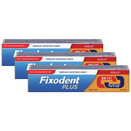 Fixodent Plus En İyi Tutuş Diş Protez Yapıştırıcı Krem 40 grX3