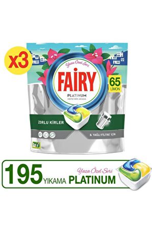 Fairy Platinum 195 Yıkama Tablet Bulaşık Makinesi Deterjanı 3x65 Adet 