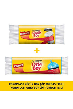 Küçük Boy Çöp Torbası 30'lu X1 Adet Orta Boy Çöp Torbası15'li X1 Adet