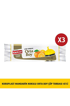 Mandarin Kokulu Orta Boy Çöp Torbası 15'li X 3 Adet