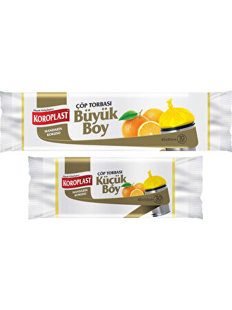 Mandarin Kokulu Küçük Çöp Torbası 30lu X1 Adet Büyük Çöp Torbası 10lu X1 Adet