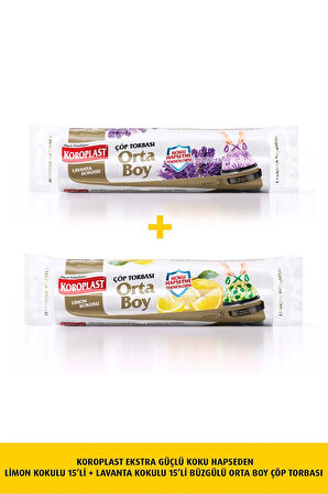Koku Hapseden Limon Büzg. Orta Çöp Poşeti 15li X1 Adet Lavanta Orta Çöp Poşeti