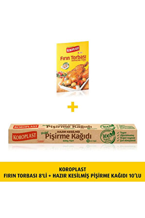 Fırın Torbası 8'li X1 Adet Hazır Kesil. Pişirme Kağıdı 10lu X1 Adet