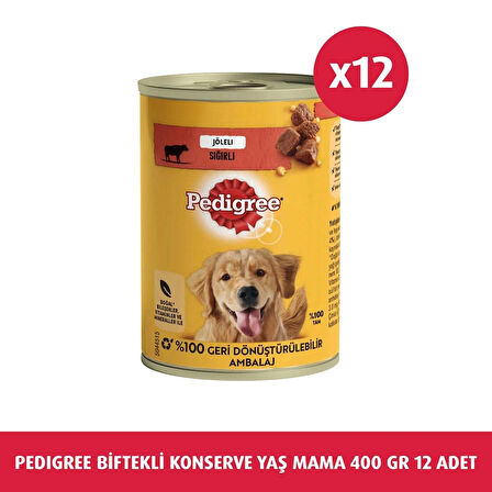 PEDİGREE SIĞIRLI KONSERVE YAŞ MAMA 400 G  12X