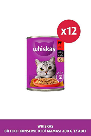 Whiskas Sığırlı Soslu Kedi Konserve 400 gr x 12