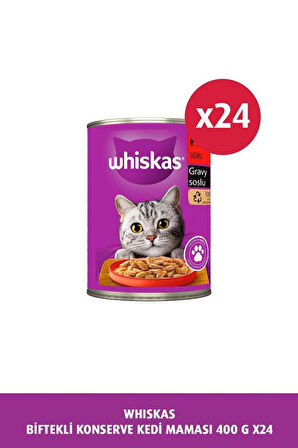 Whiskas Sığır Etli 400 gr 24'lü Yetişkin Kedi Konservesi