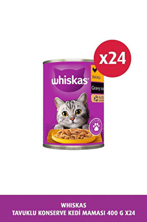 Whiskas Sos Içinde Tavuklu Yetişkin Kedi Konservesi 400 gr x 24