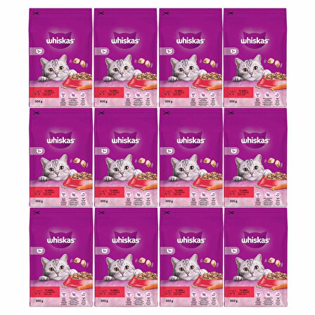 WHİSKAS  SIĞIR ETLİ/HAVUÇLU KEDİ MAMASI 300 GR 12X