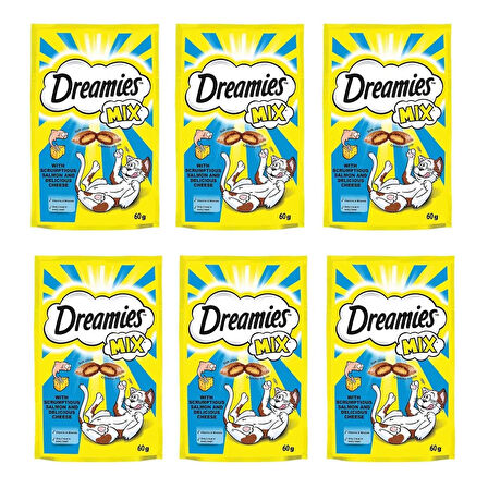 Dreamies Mix Peynirli ve Somonlu 60 gr 6'lı Kedi Ödül Maması
