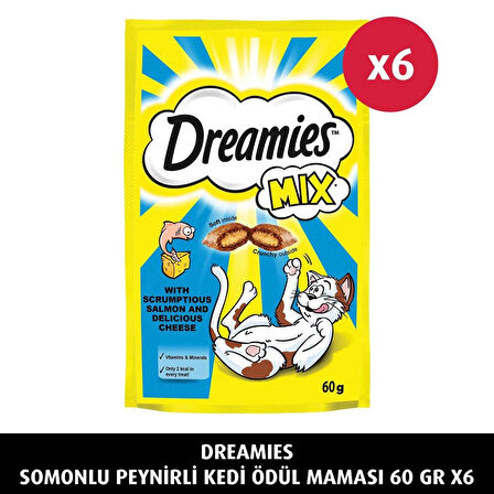 Dreamies Mix Peynirli ve Somonlu 60 gr 6'lı Kedi Ödül Maması