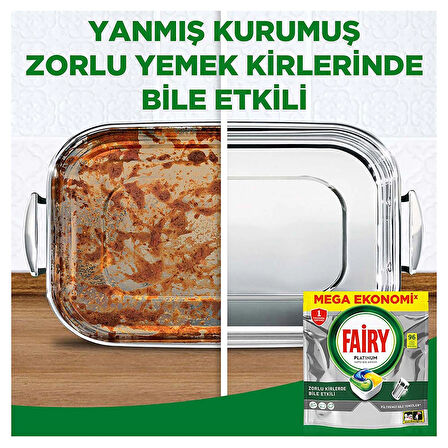 Fairy Platinum Plus Bulaşık Makinesi Kapsülü 96' lı +Sıvı Bulaşık Deterjanı 500 ml + 2' li Süngür