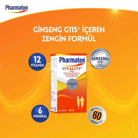 PHARMATON VITALITY 60 TAB&PHARMATON VITALITY 30 TAB İKİLİ AVANTAJ PAKETİ