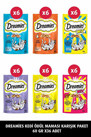 Dreamies Kedi Ödül Maması Karışık Paket 60 Gr X 36 Adet