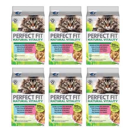 Perfect Fit Kısırlaştırılmış Yetişkin Kediler için Uygun Okyanus Balığı ve Somonlu Yaş Mama 300 G x 6