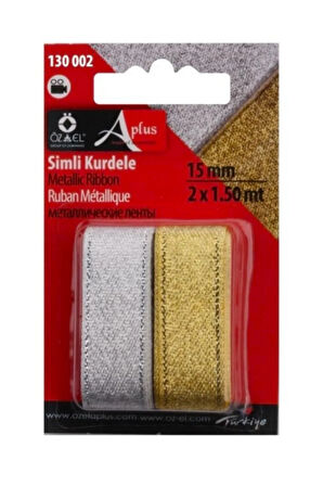 Altın Ve Gümüş Rengi 2'li Kurdele, Paketlik Kurdele, 1,5 Cm 2 Mt 130 002