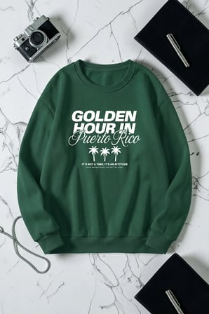 Unisex Golden Hour Baskılı Bisiklet Yaka Sweatshirt