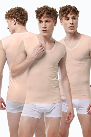 Malabadi 064  3'Lü Paket Erkek V Yaka İz Yapmayan Modal Kolsuz Lycralı Atlet