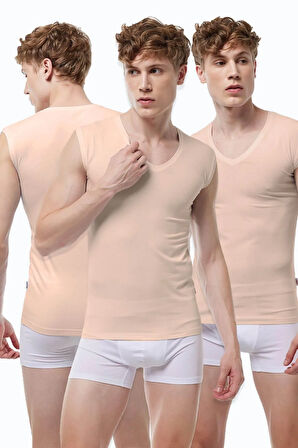 Malabadi 064  3'Lü Paket Erkek V Yaka İz Yapmayan Modal Kolsuz Lycralı Atlet
