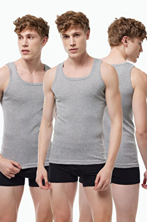 Erkek Siyah 3 Lü Paket %100 Pamuk Ribana Atlet 3m034-e