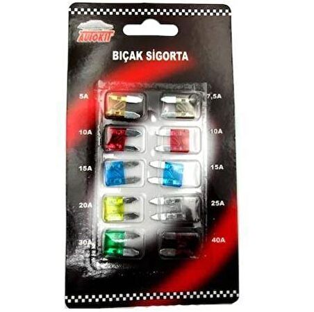 Autokit Bıçak Sigorta 10 Lu Set İthal 5w