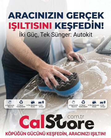 Autokit Çok Amaçlı Çift Taraflı Oto Yıkama Süngeri Dalgalı Köpük Yüzeyli Araç Temizlik Süngeri