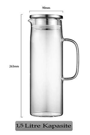 Kapris Metal Kapaklı Cam Sürahi 1300 ML SA6863