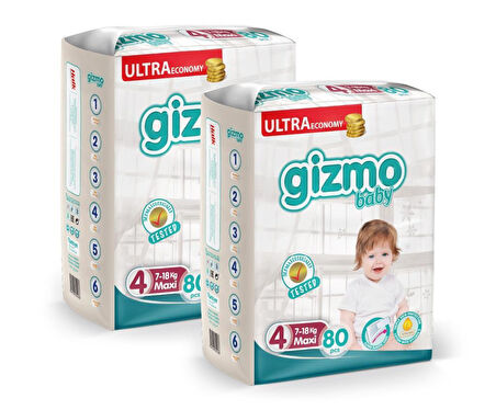 Gizmo Bebek Bezi Ultra Eco Paket 4 Numara Maxi 160 Adet