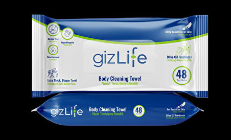 GizLife Vücut Temizleme Mendili 24 Paket 1152 Yaprak