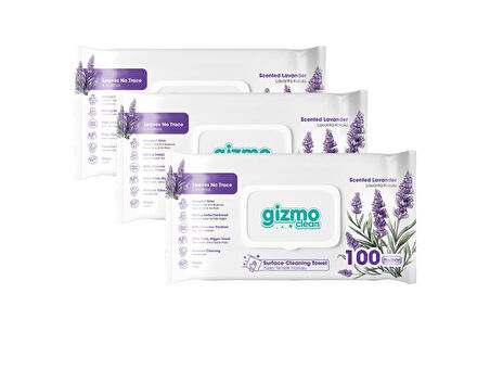 Gizmo Clean Yüzey Temizlik Havlusu Lavanta Kokulu 3 Paket 300 Yaprak
