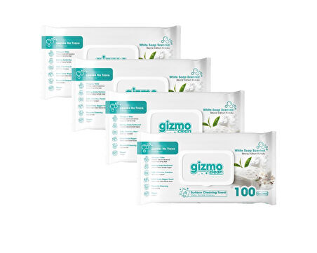 Gizmo Clean Yüzey Temizlik Havlusu Beyaz Sabun KokuluPa 4 Paket 400 Yaprak