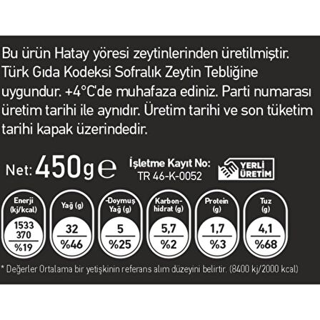 Kırma Yeşil Zeytin 450 Gr