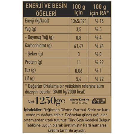 Değirmen Dövme (Yarma) 1250 Gr