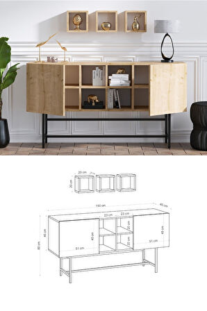 Decormet Odette Konsol Safir Meşe- Dec-20057