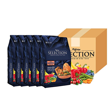 myyem selection kuru sebze ve meyve takviyeli ginepig yemi 750gr guine ( 5 li Paket )