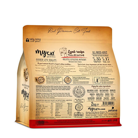 MyCat Original Az Tahıllı Kuzu Etli Yetişkin Kedi Maması 2kg
