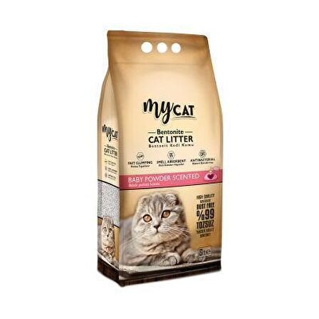 MyCat Bebek Pudralı Bentonit Kedi Kumu İNCE Taneli 5 LT