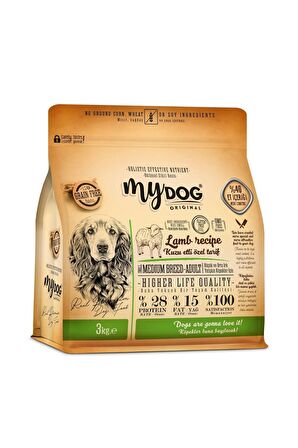 Mydog Low Grain Kuzu Etli Medıum Breed-Küçük ve Orta Irklar için Köpek Maması 3 kg