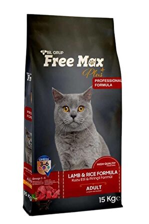 FREE MAX YETİŞKİN KEDİ MAMASI KUZU ETLİ PİRİNÇLİ 15KG