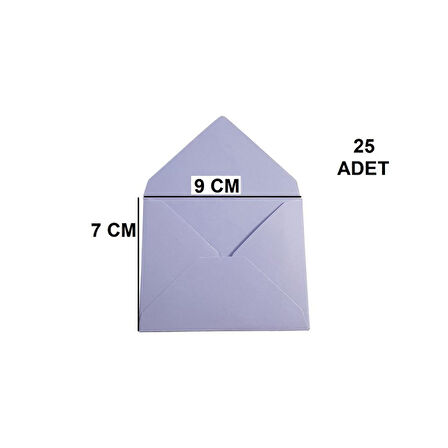 25 Adet Lila Renkli Küçük Zarf 7x9