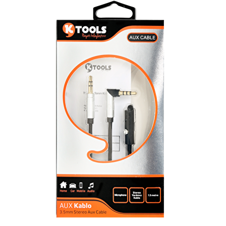 KTOOLS SOUND MIKROFONLU SIYAH AUX KABLO