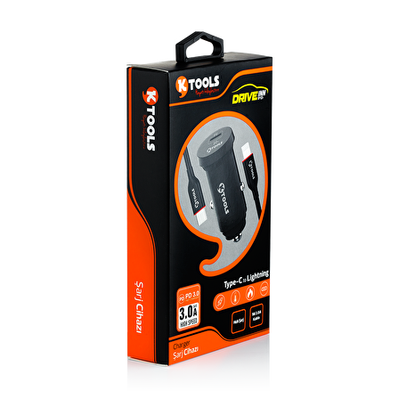 KTOOLS DRIVE INN PD 20W USB-C LIGHTINING SIYAH ARA