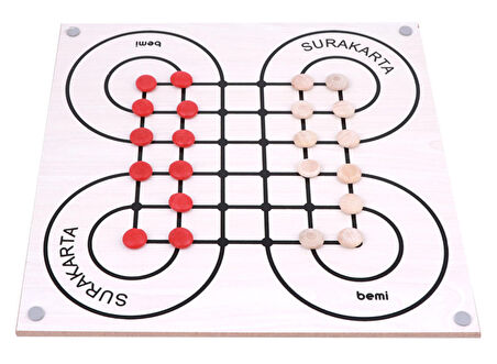 Doğal Ahşap Surakarta ve Dama Oyunu 2 Oyun Birlikte Zeka ve Strateji Oyunu