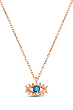 Kadın 925 Ayar Göz Gümüş Kolye Rose Gold