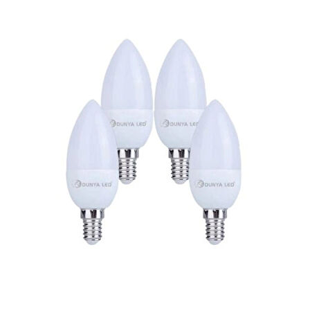Dünya Led 7W E14 Led Ampul 3000K Sarı Işık 4 Adet Paket