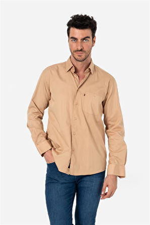 BROTHERS ERKEK COMFORT FIT BASIC UZUN KOL TEK CEPLİ YIKAMALI GABARDİNGÖMLEK KANSAS LS BEJ B01.242.427